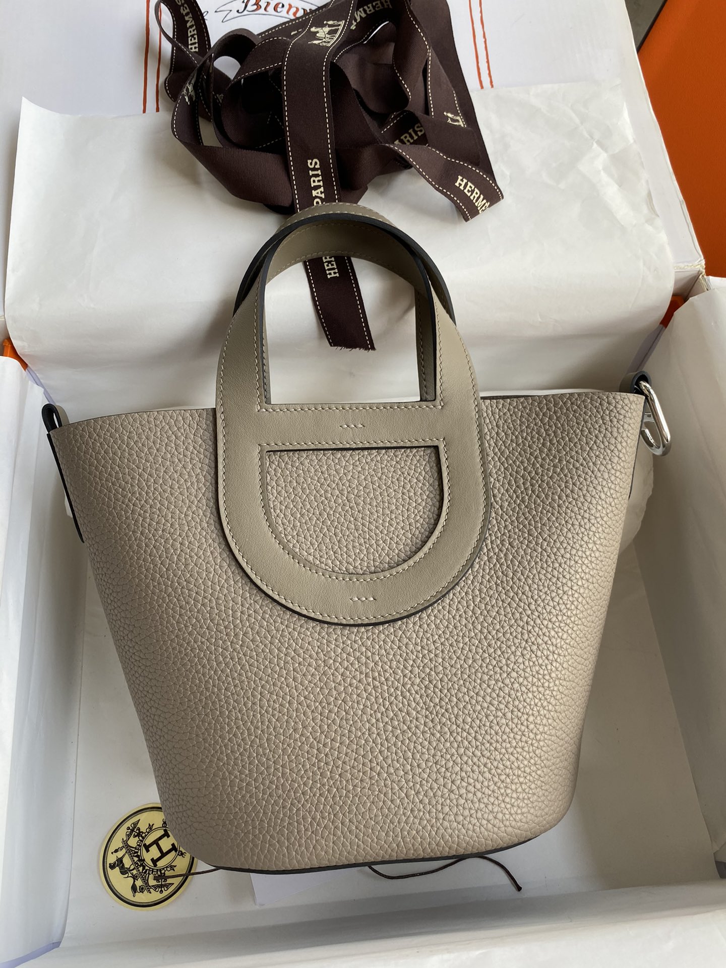 Hermes In The Loop 18 Bag In Gris Asphalte Clemence Leather